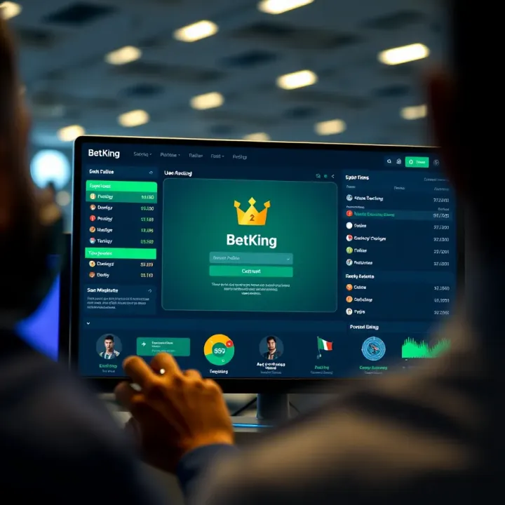 BetKing app interface displaying sports betting options on a mobile device