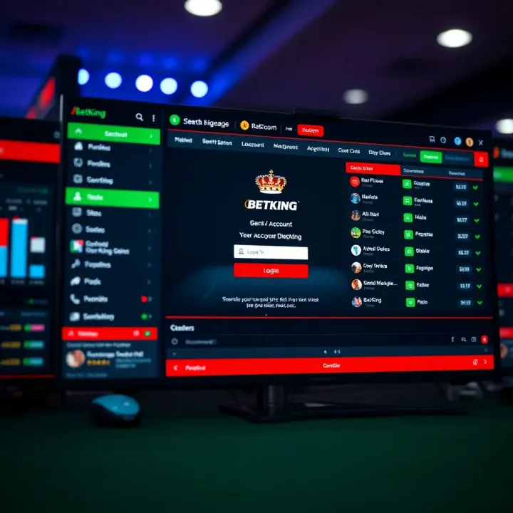 User interface of Betking highlighting live score tracking features and betting options