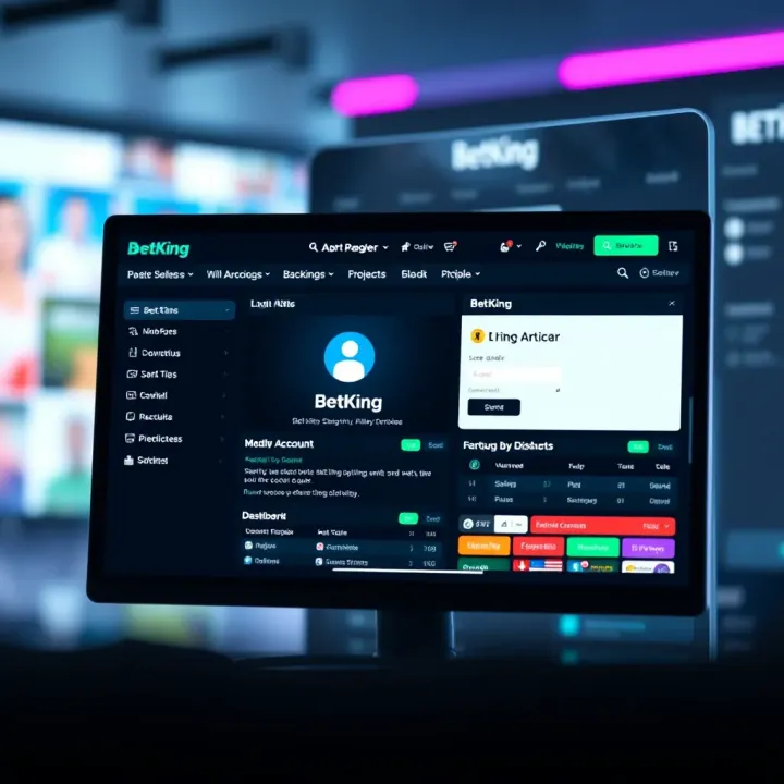 Computer screen showing BetKing website with betting history and account options